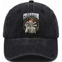 Gothic Skull Dart Master Washed Cotton Baseball Cap Funny Skeleton Dartboard Champion Gift