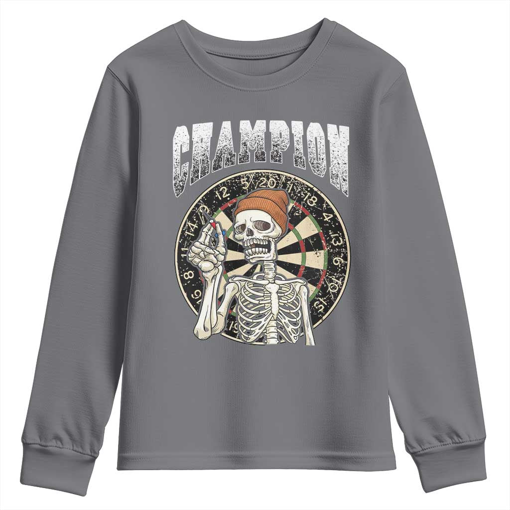 Gothic Skull Dart Master Youth Sweatshirt Funny Skeleton Dartboard Champion Gift - Wonder Print Shop