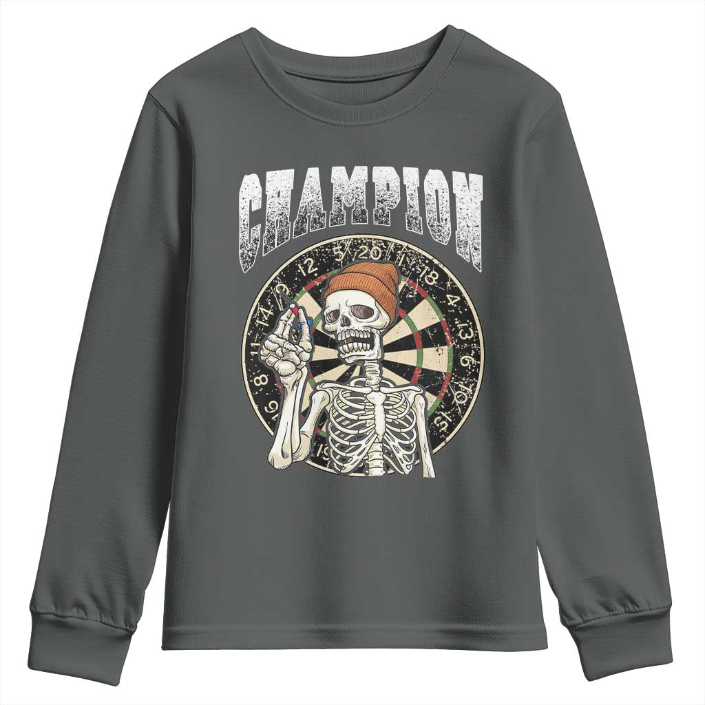 Gothic Skull Dart Master Youth Sweatshirt Funny Skeleton Dartboard Champion Gift - Wonder Print Shop