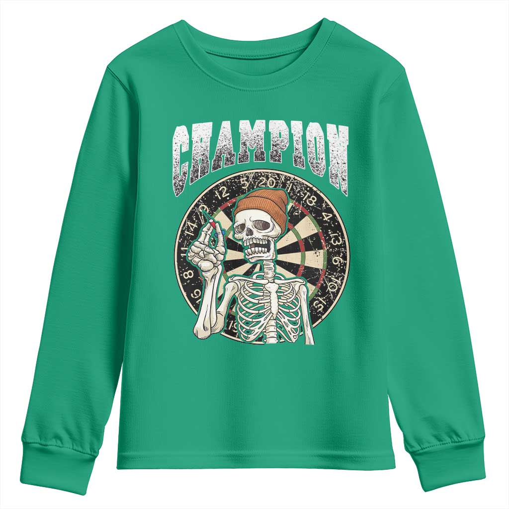 Gothic Skull Dart Master Youth Sweatshirt Funny Skeleton Dartboard Champion Gift - Wonder Print Shop