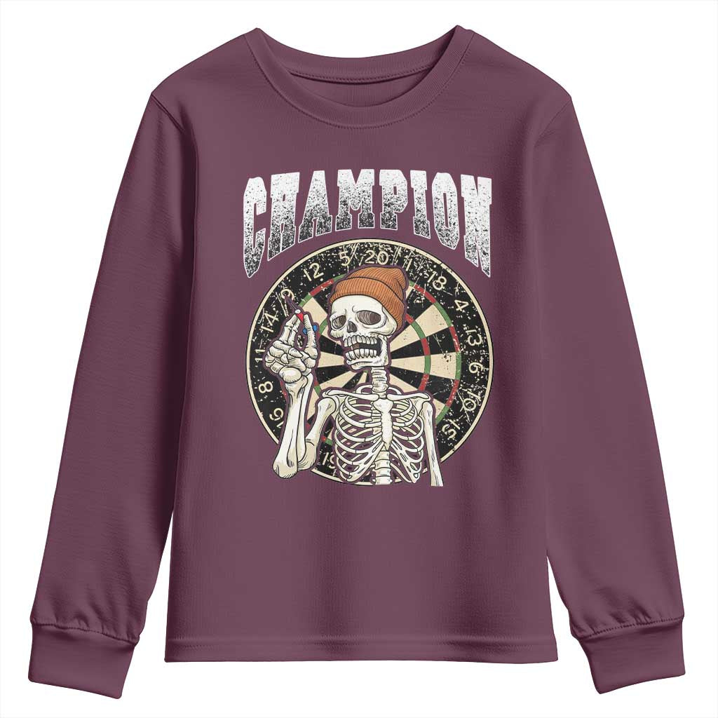 Gothic Skull Dart Master Youth Sweatshirt Funny Skeleton Dartboard Champion Gift - Wonder Print Shop