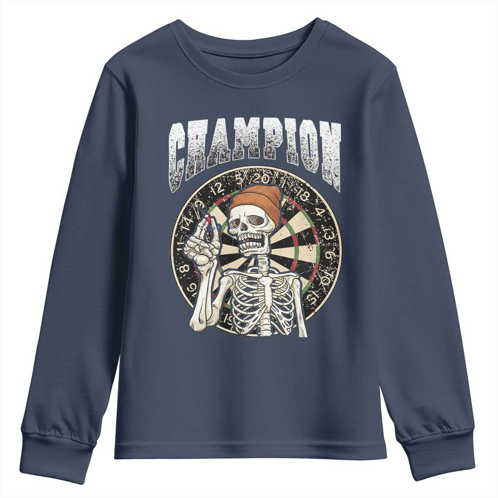 Gothic Skull Dart Master Youth Sweatshirt Funny Skeleton Dartboard Champion Gift - Wonder Print Shop