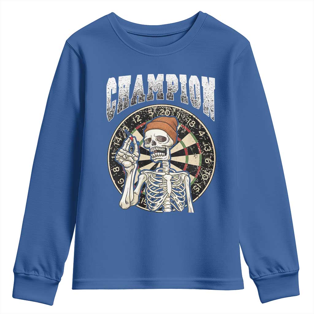 Gothic Skull Dart Master Youth Sweatshirt Funny Skeleton Dartboard Champion Gift - Wonder Print Shop