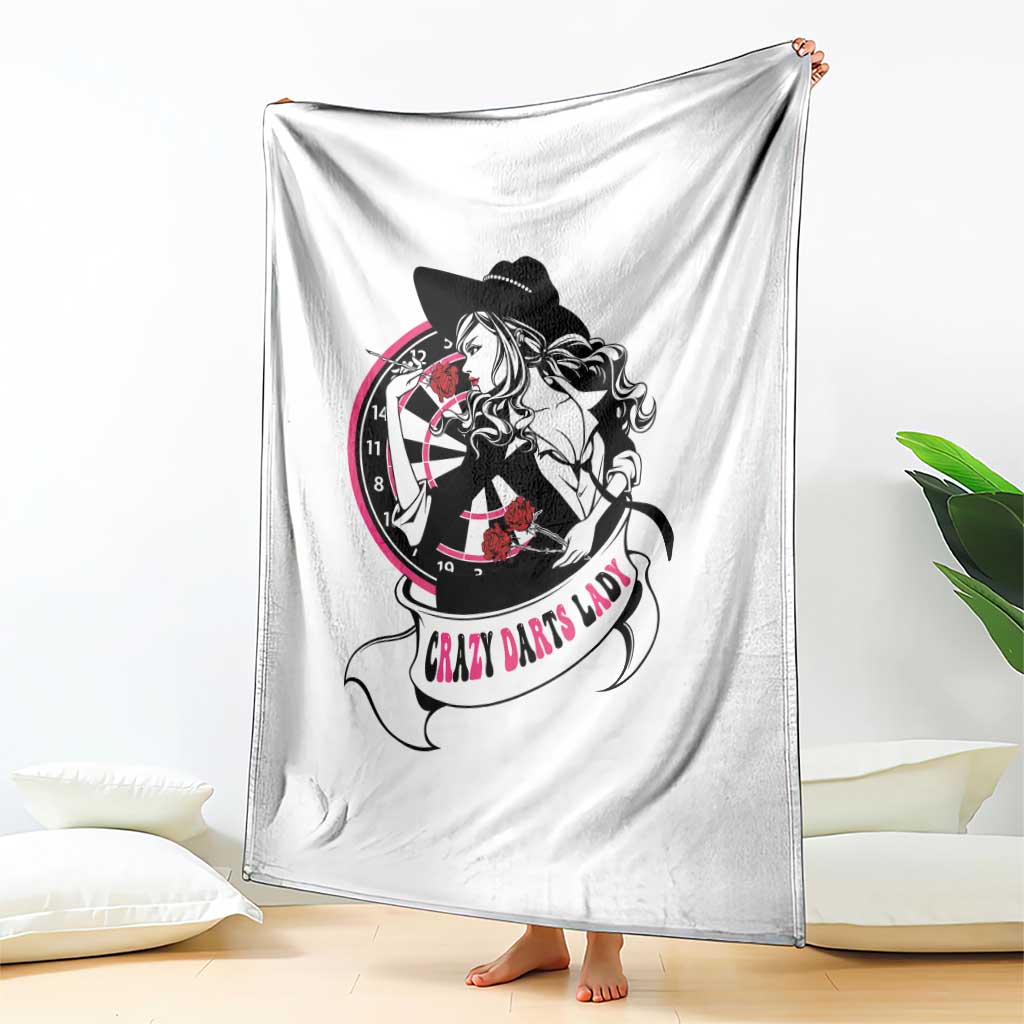 Funny Crazy Darts Lady Throw Blanket Coolest Girls Play Darts - Wonder Print Shop