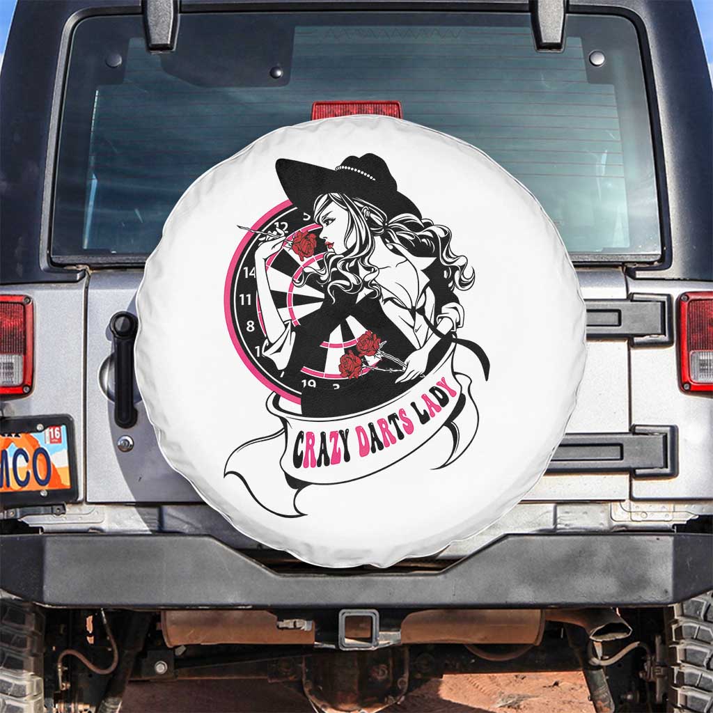 Funny Crazy Darts Lady Spare Tire Cover Coolest Girls Play Darts - Wonder Print Shop