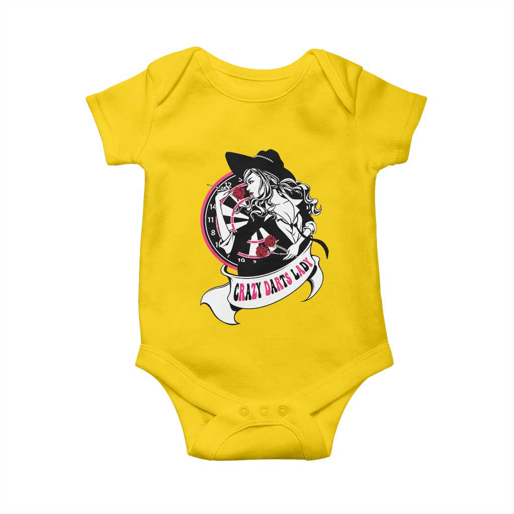 Funny Crazy Darts Lady Baby Onesie Coolest Girls Play Darts - Wonder Print Shop