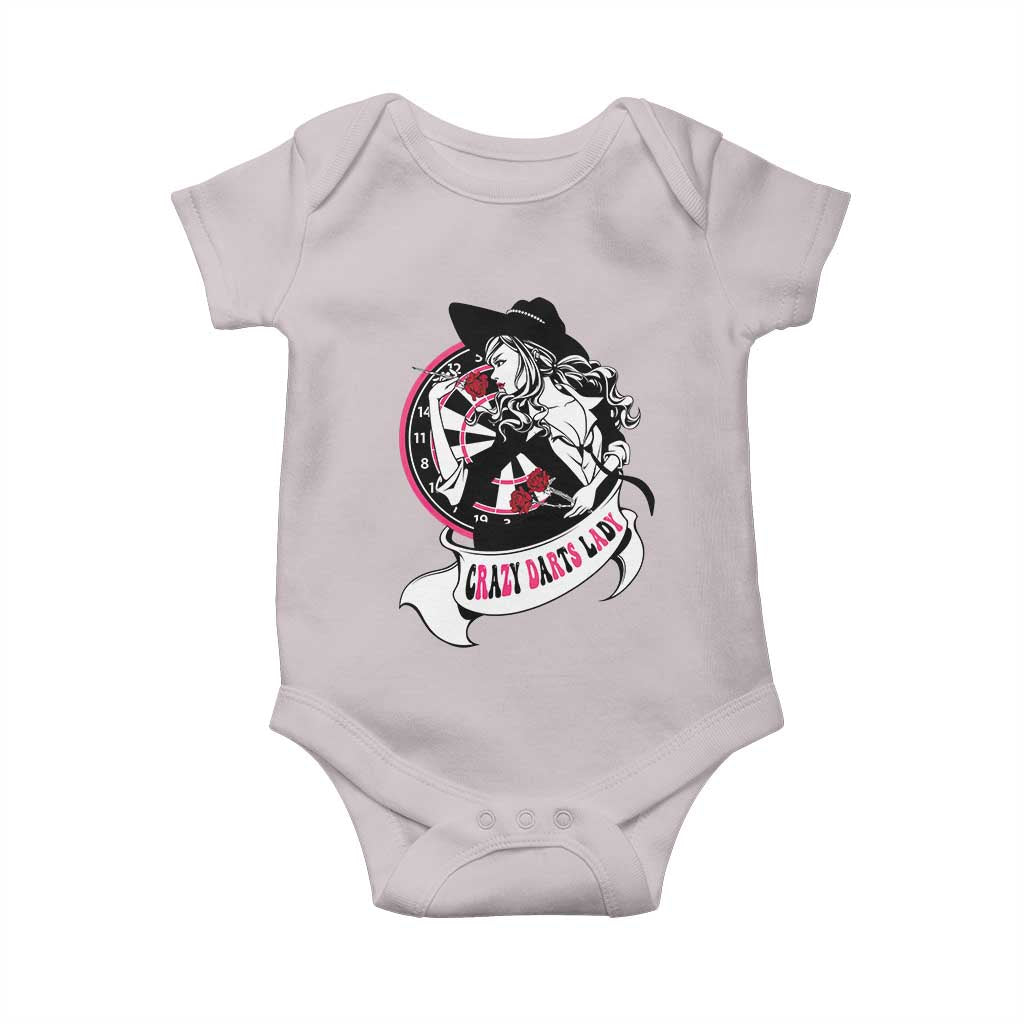 Funny Crazy Darts Lady Baby Onesie Coolest Girls Play Darts - Wonder Print Shop