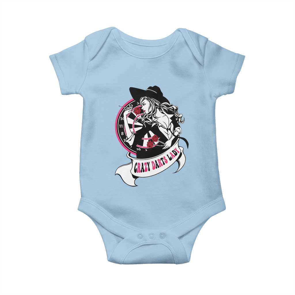 Funny Crazy Darts Lady Baby Onesie Coolest Girls Play Darts - Wonder Print Shop