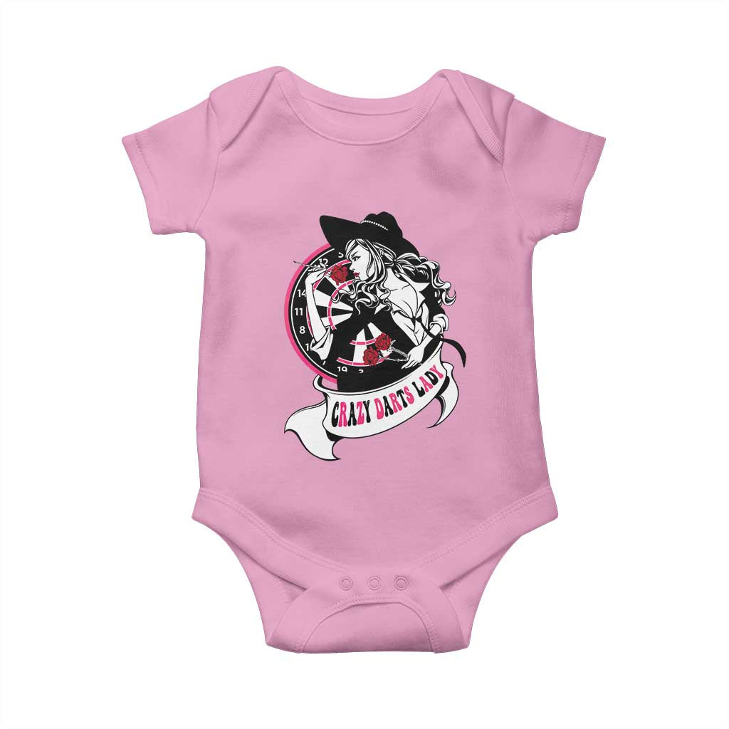 Funny Crazy Darts Lady Baby Onesie Coolest Girls Play Darts - Wonder Print Shop