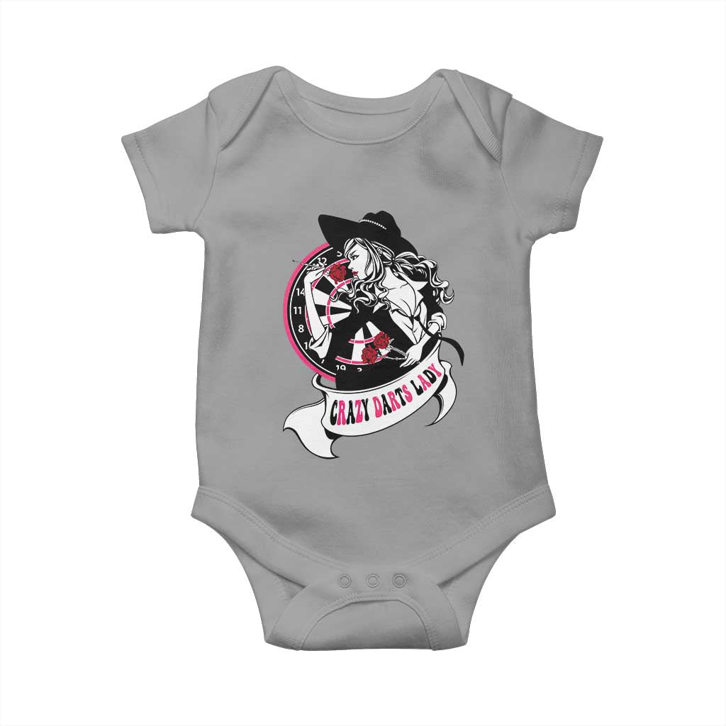 Funny Crazy Darts Lady Baby Onesie Coolest Girls Play Darts - Wonder Print Shop
