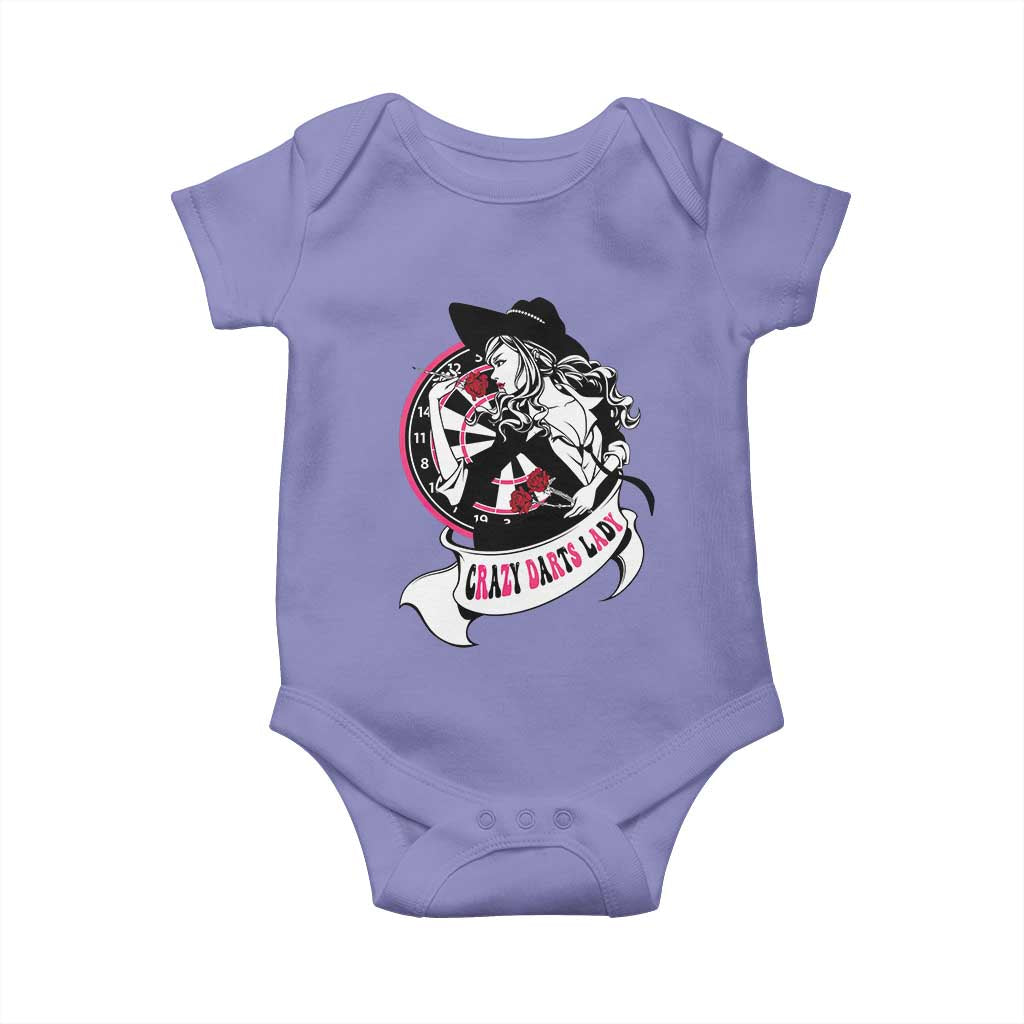 Funny Crazy Darts Lady Baby Onesie Coolest Girls Play Darts - Wonder Print Shop
