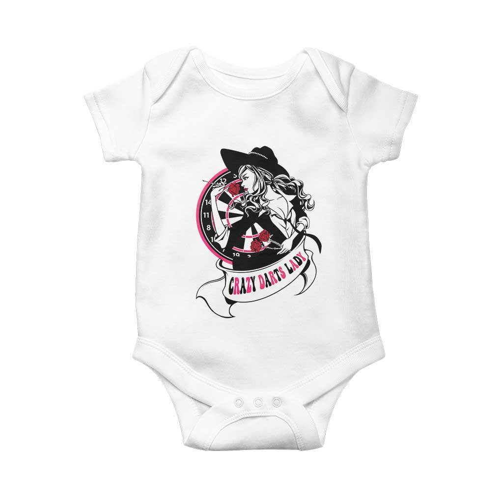 Funny Crazy Darts Lady Baby Onesie Coolest Girls Play Darts - Wonder Print Shop