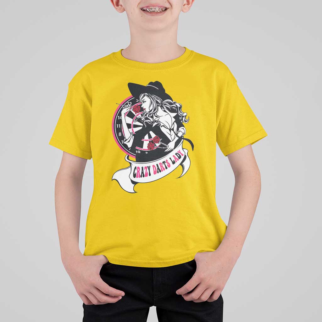 Funny Crazy Darts Lady T Shirt For Kid Coolest Girls Play Darts - Wonder Print Shop