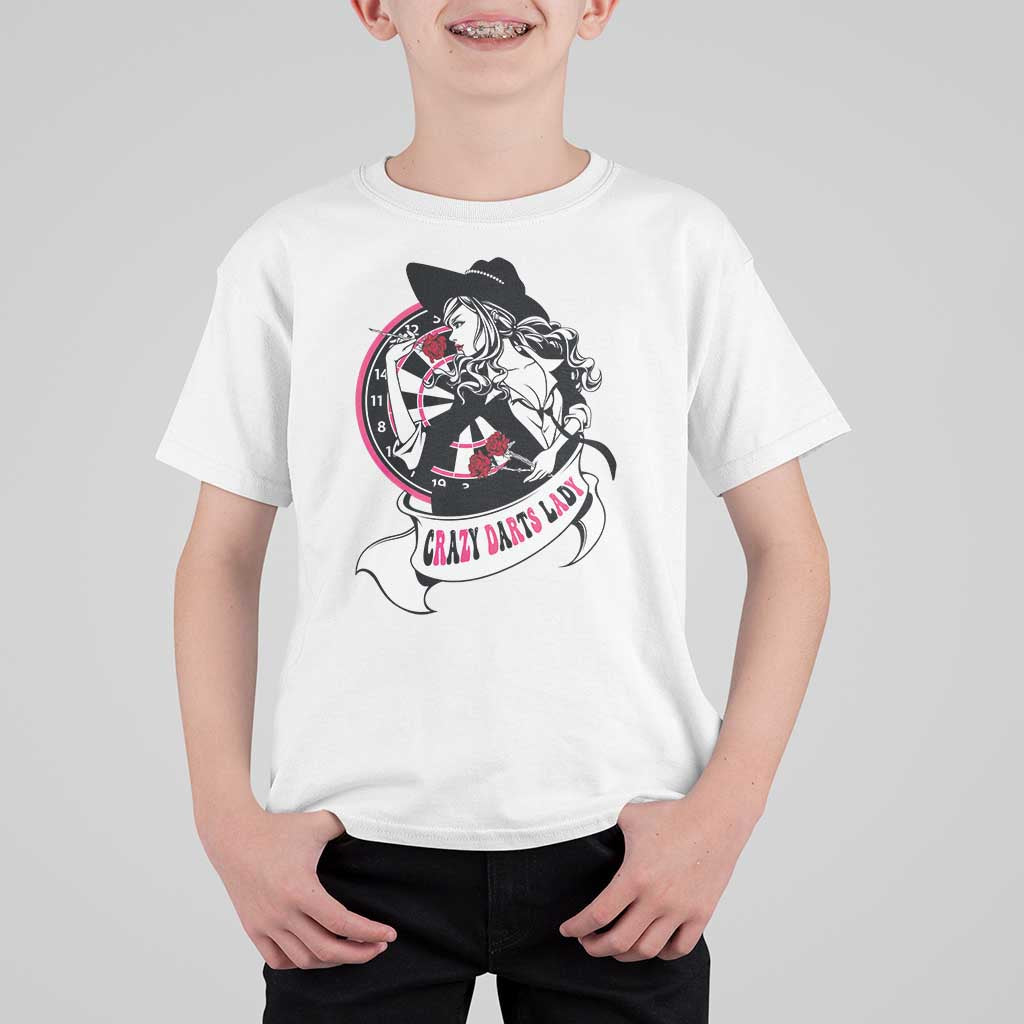 Funny Crazy Darts Lady T Shirt For Kid Coolest Girls Play Darts - Wonder Print Shop