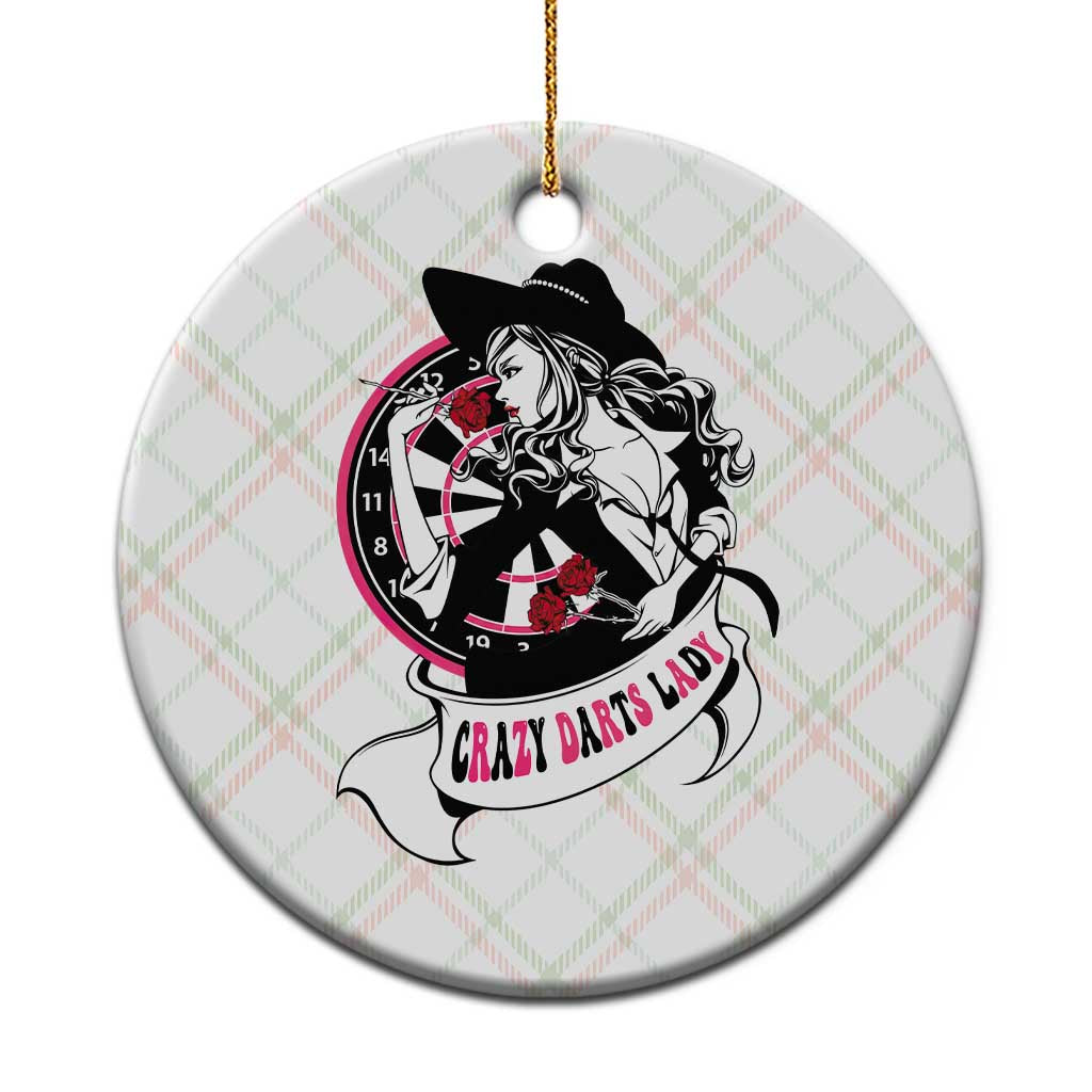 Funny Crazy Darts Lady Ceramic Ornament Coolest Girls Play Darts - Wonder Print Shop