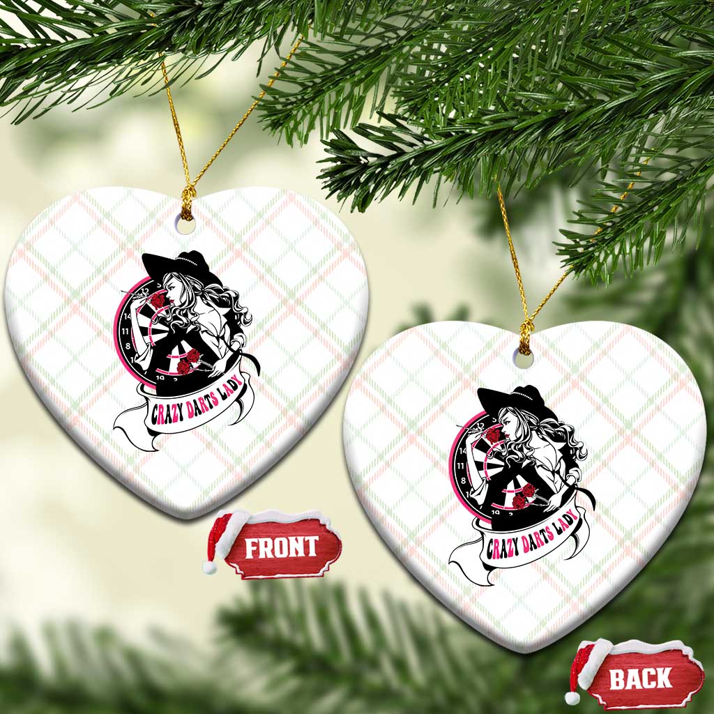 Funny Crazy Darts Lady Ceramic Ornament Coolest Girls Play Darts - Wonder Print Shop