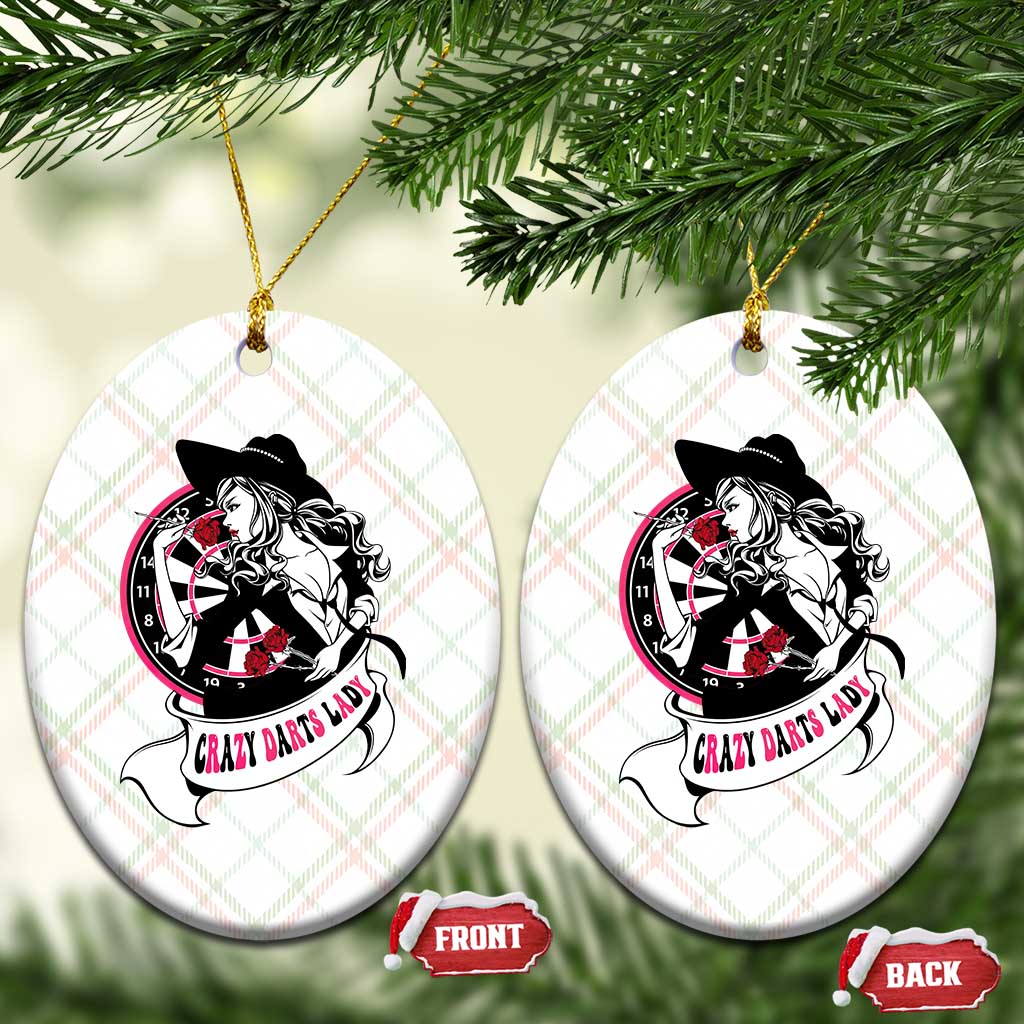Funny Crazy Darts Lady Ceramic Ornament Coolest Girls Play Darts - Wonder Print Shop