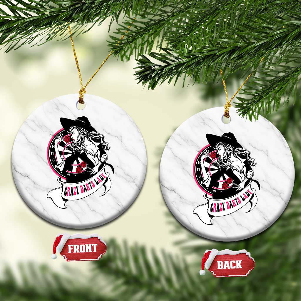 Funny Crazy Darts Lady Ceramic Ornament Coolest Girls Play Darts - Wonder Print Shop