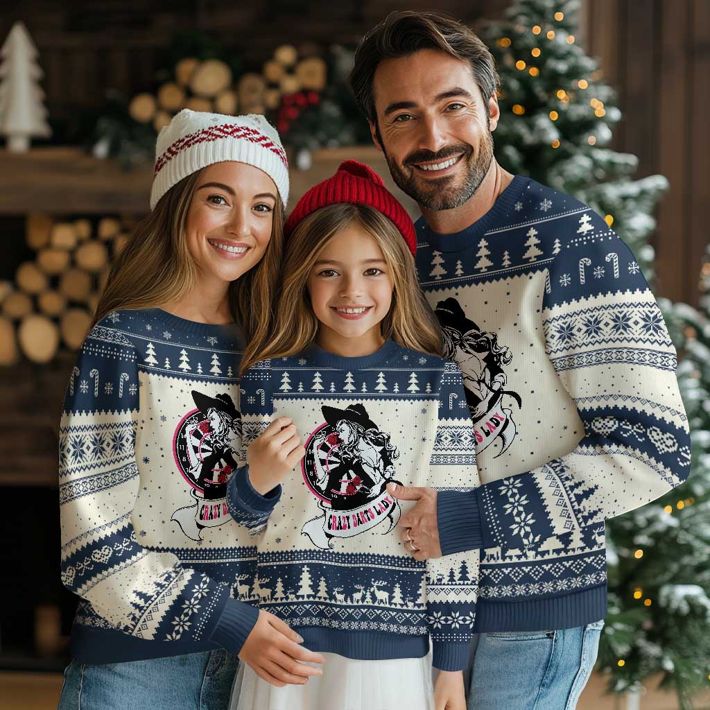 Funny Crazy Darts Lady Ugly Christmas Sweater Coolest Girls Play Darts - Wonder Print Shop