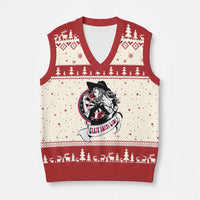 Funny Crazy Darts Lady V-Neck Knit Sweater Vest Coolest Girls Play Darts - Wonder Print Shop