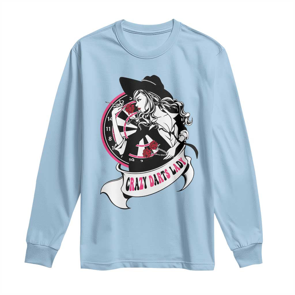 Funny Crazy Darts Lady Long Sleeve Shirt Coolest Girls Play Darts - Wonder Print Shop