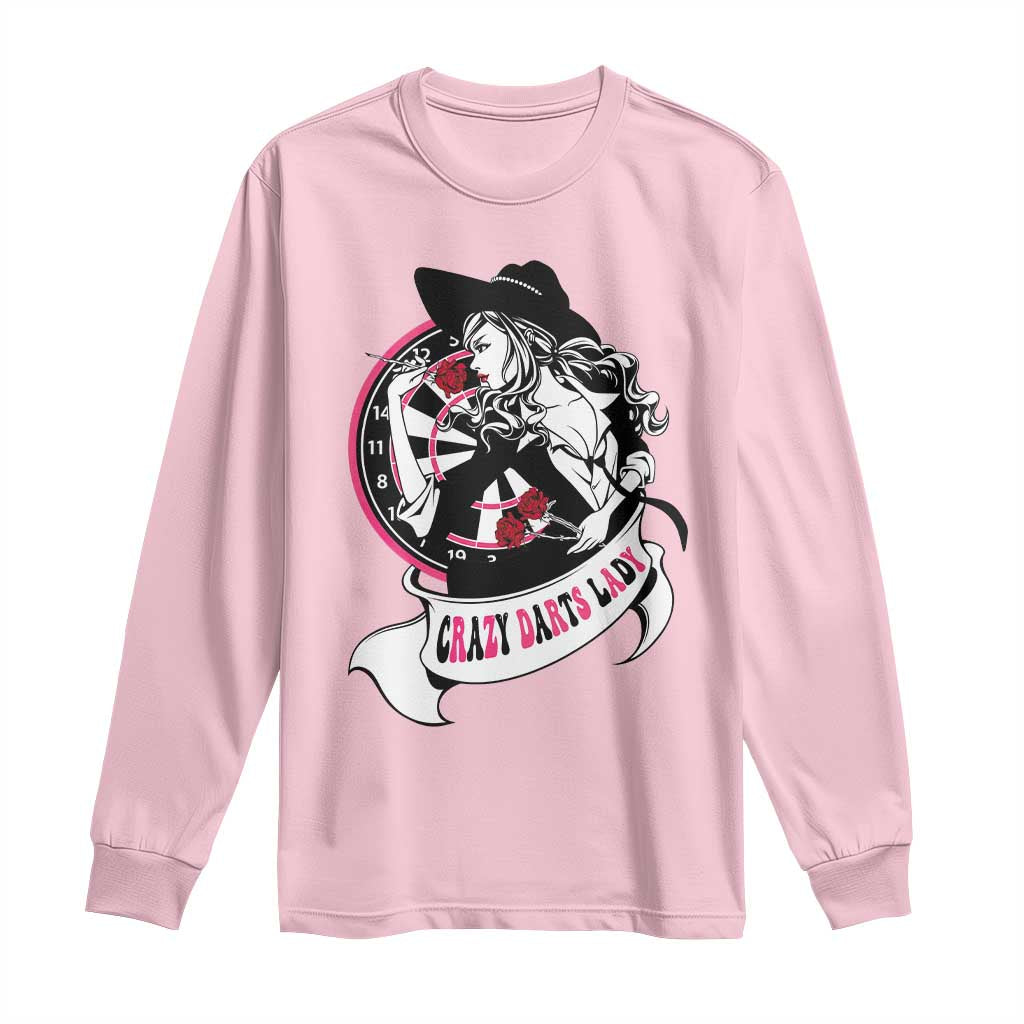 Funny Crazy Darts Lady Long Sleeve Shirt Coolest Girls Play Darts - Wonder Print Shop