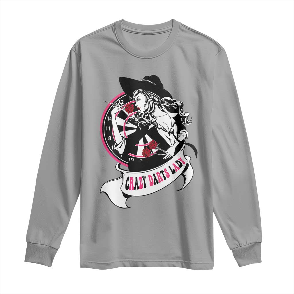 Funny Crazy Darts Lady Long Sleeve Shirt Coolest Girls Play Darts - Wonder Print Shop