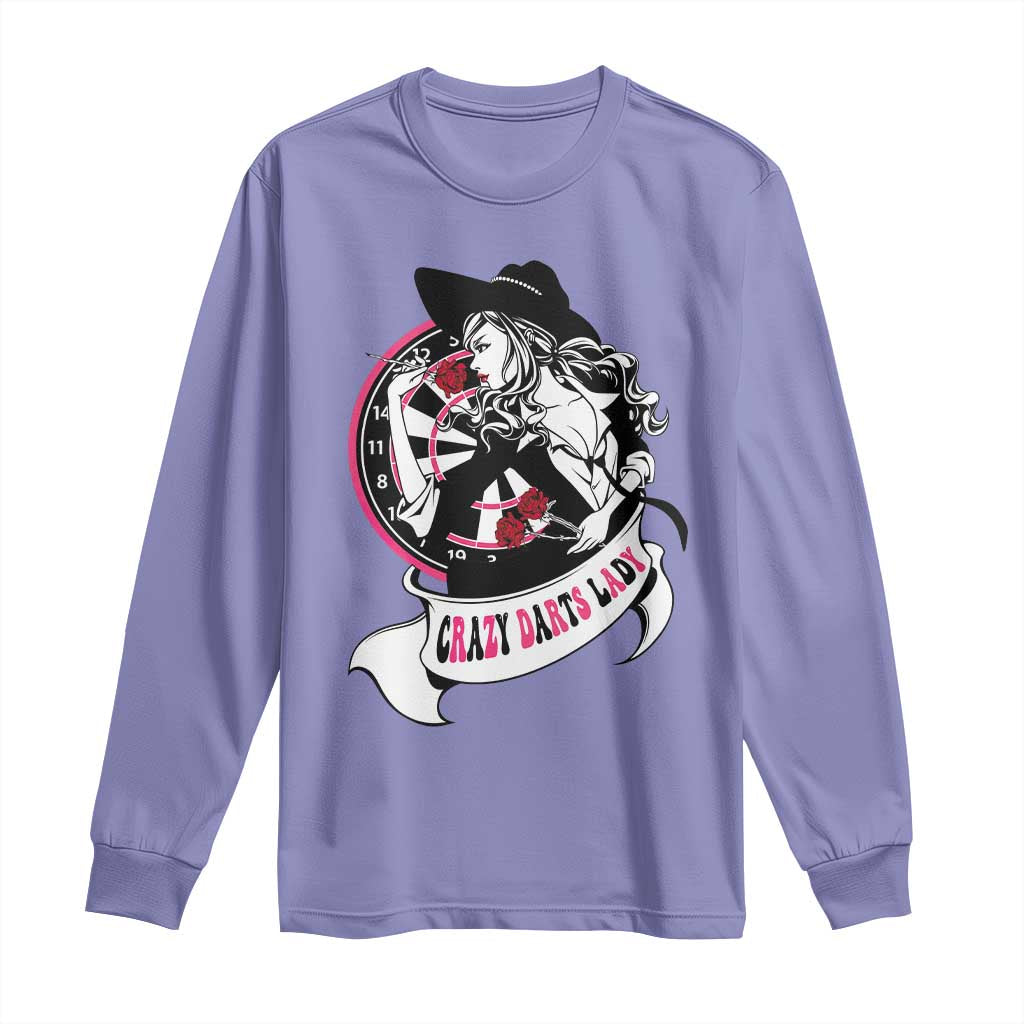 Funny Crazy Darts Lady Long Sleeve Shirt Coolest Girls Play Darts - Wonder Print Shop