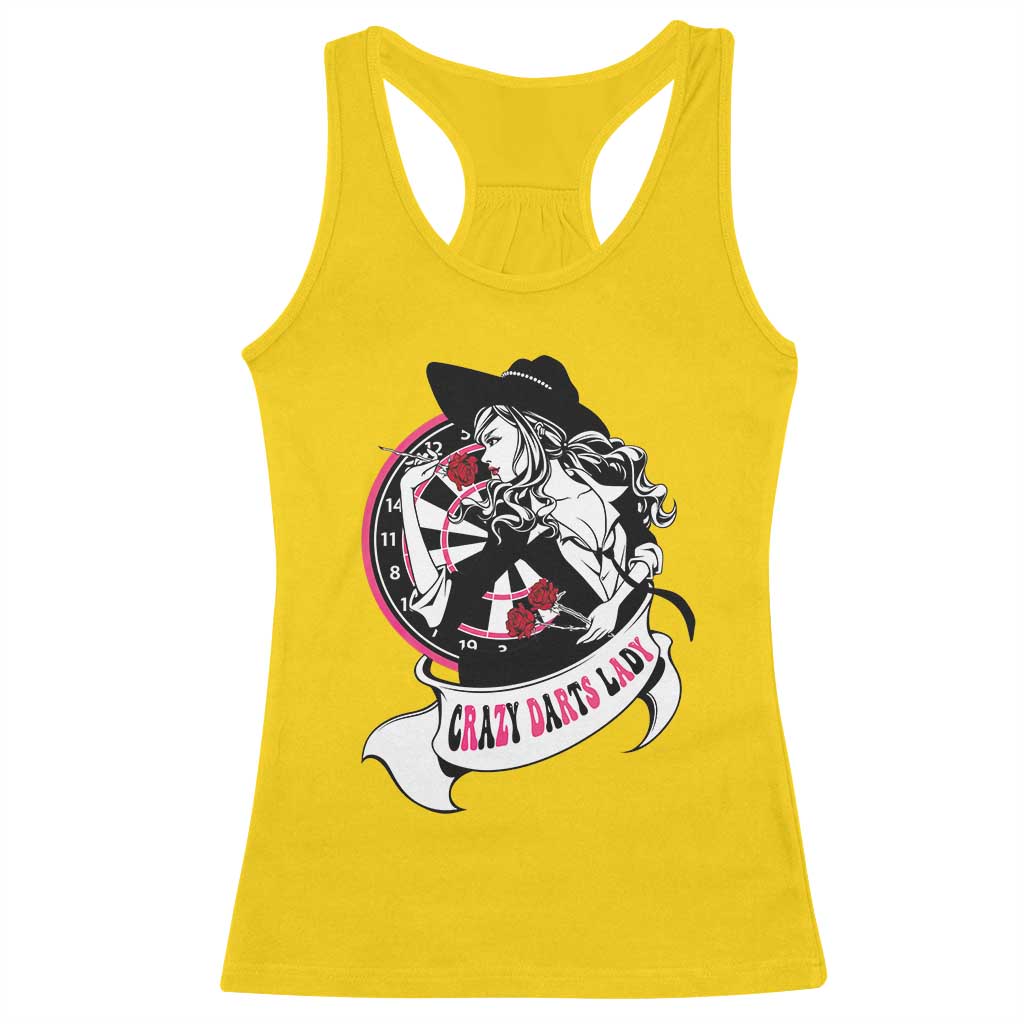 Funny Crazy Darts Lady Racerback Tank Top Coolest Girls Play Darts - Wonder Print Shop