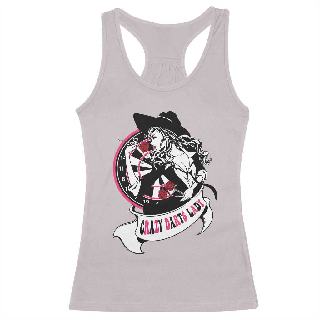 Funny Crazy Darts Lady Racerback Tank Top Coolest Girls Play Darts - Wonder Print Shop