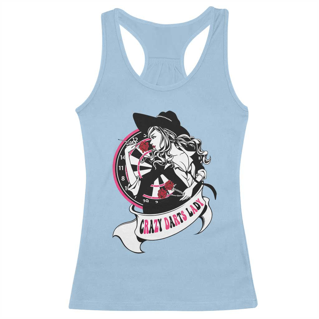 Funny Crazy Darts Lady Racerback Tank Top Coolest Girls Play Darts - Wonder Print Shop