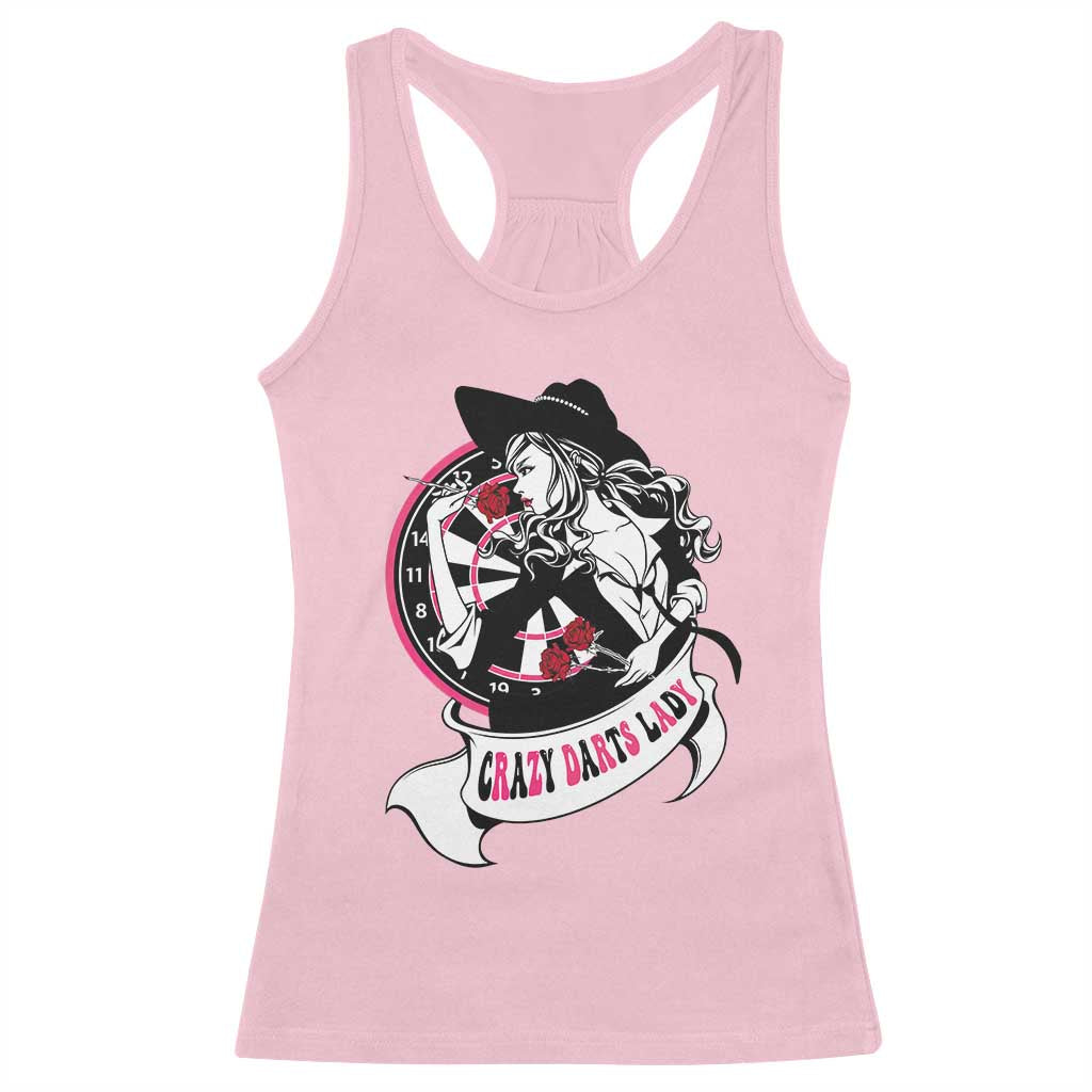 Funny Crazy Darts Lady Racerback Tank Top Coolest Girls Play Darts - Wonder Print Shop