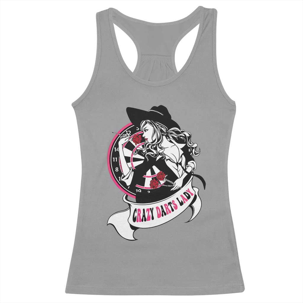 Funny Crazy Darts Lady Racerback Tank Top Coolest Girls Play Darts - Wonder Print Shop