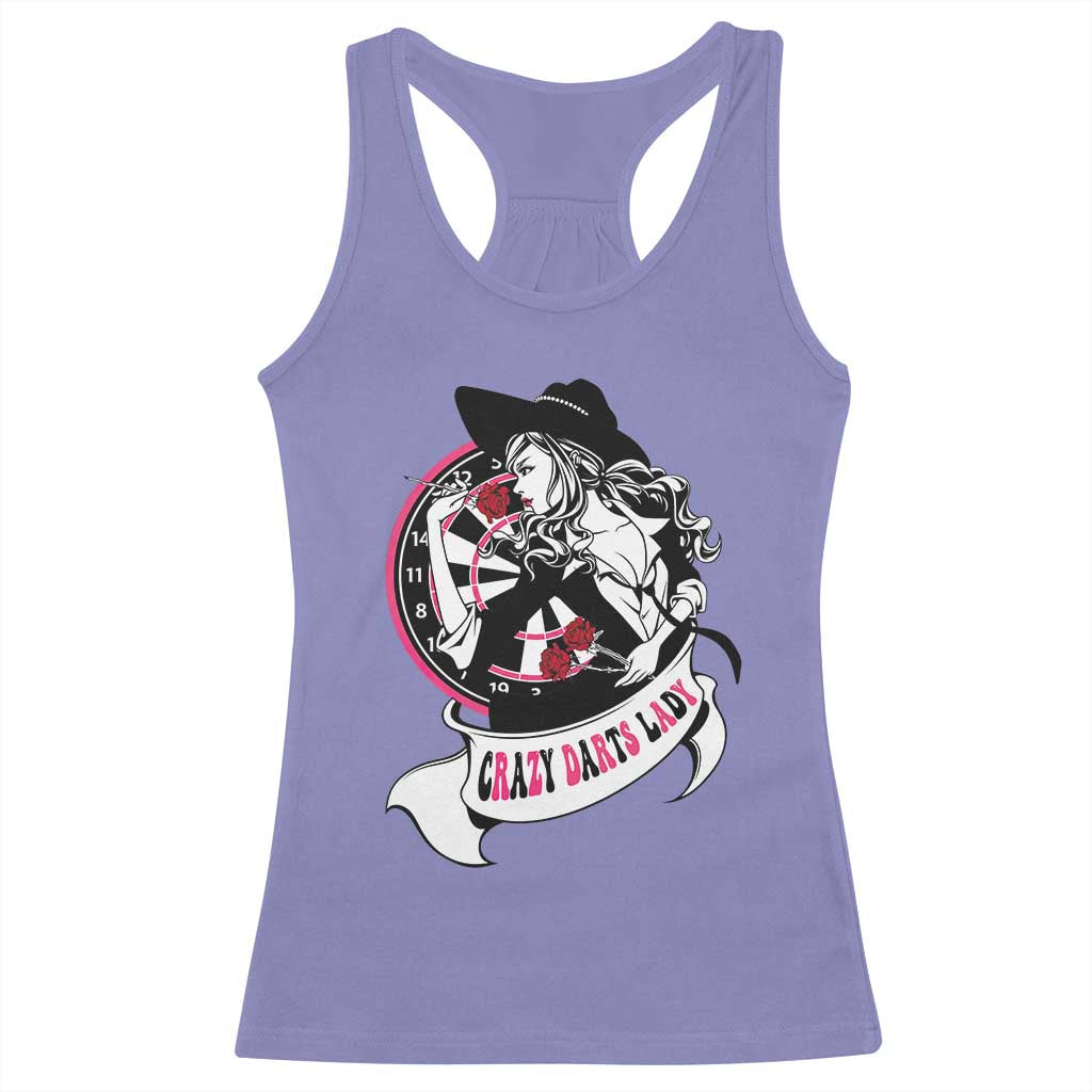 Funny Crazy Darts Lady Racerback Tank Top Coolest Girls Play Darts - Wonder Print Shop