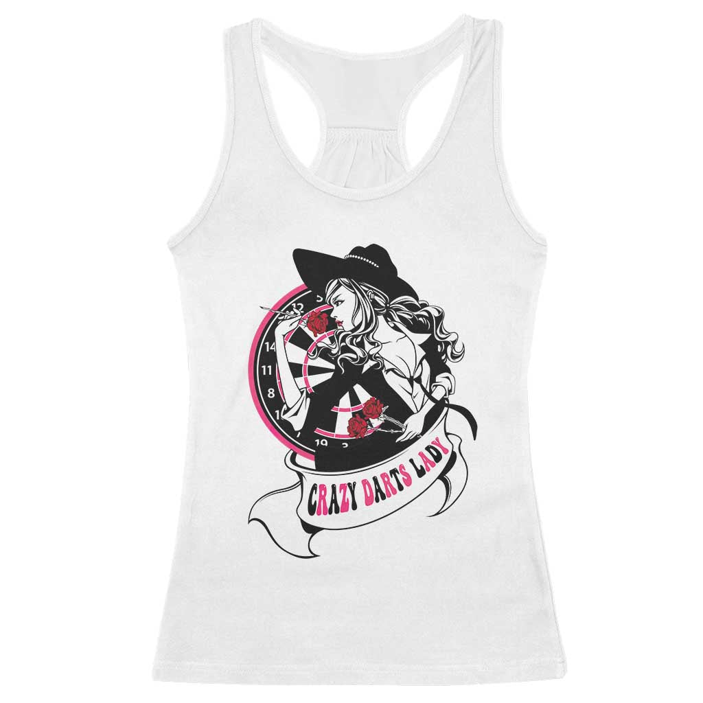 Funny Crazy Darts Lady Racerback Tank Top Coolest Girls Play Darts - Wonder Print Shop