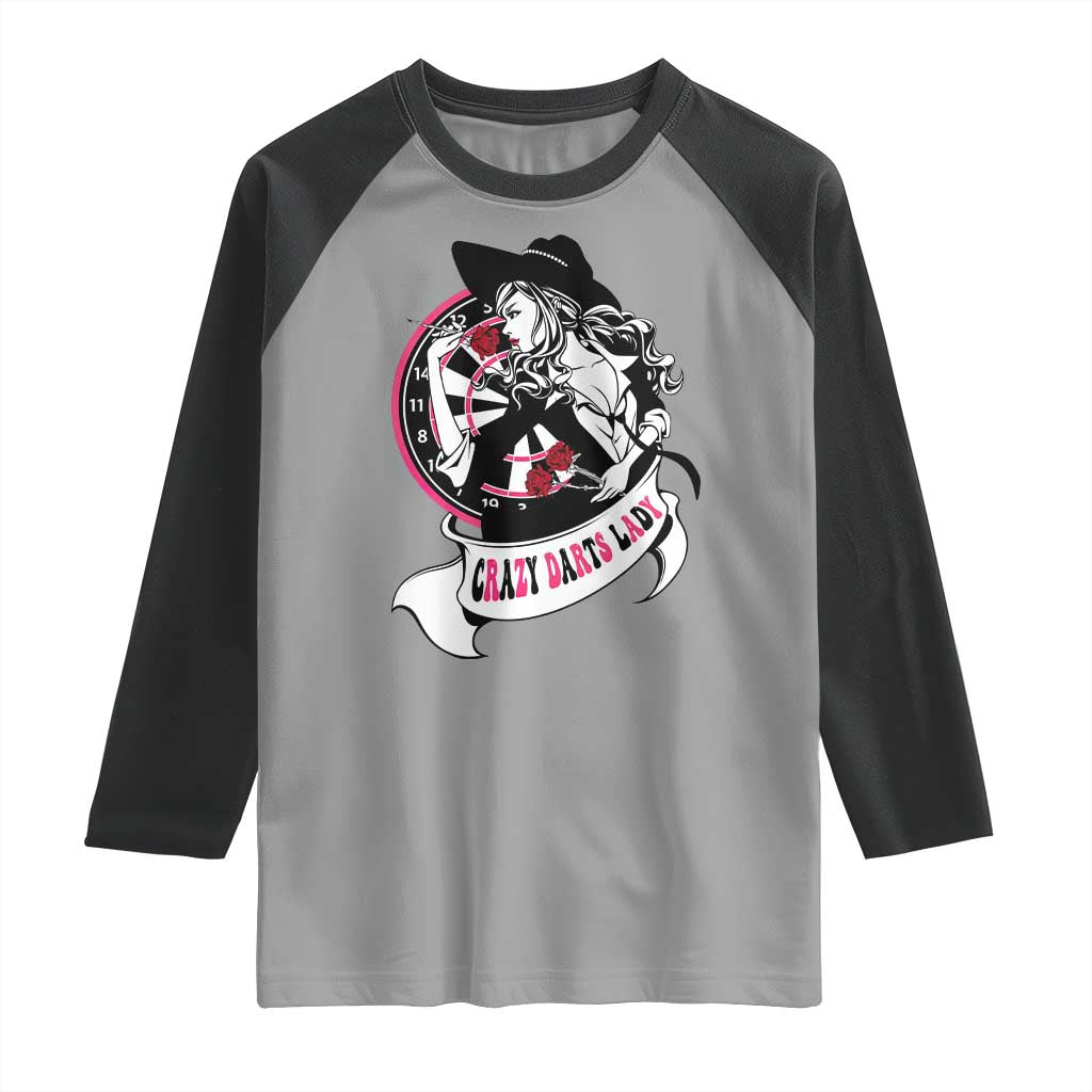Funny Crazy Darts Lady Raglan Shirt Coolest Girls Play Darts - Wonder Print Shop