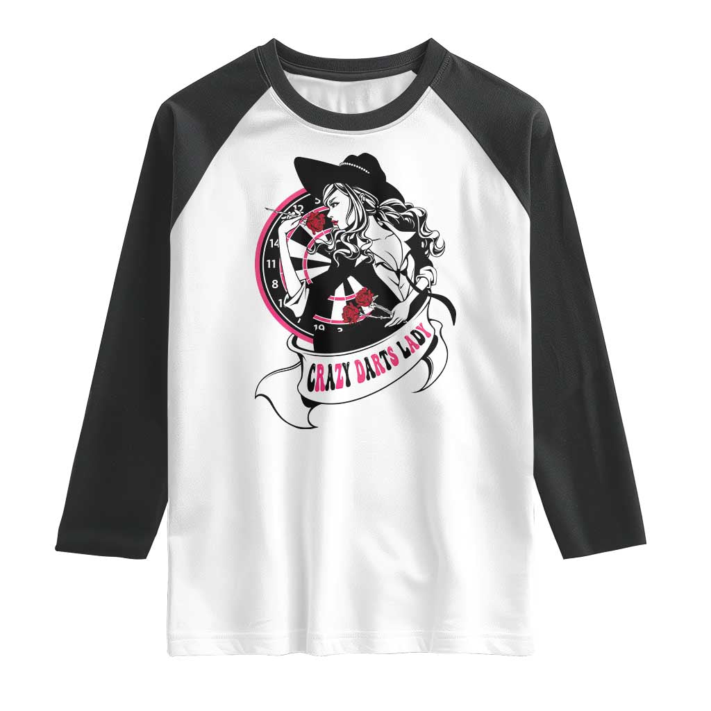 Funny Crazy Darts Lady Raglan Shirt Coolest Girls Play Darts - Wonder Print Shop