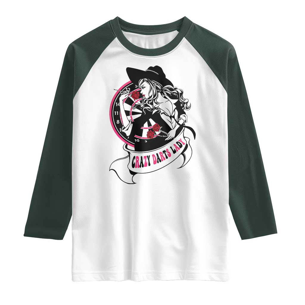 Funny Crazy Darts Lady Raglan Shirt Coolest Girls Play Darts - Wonder Print Shop