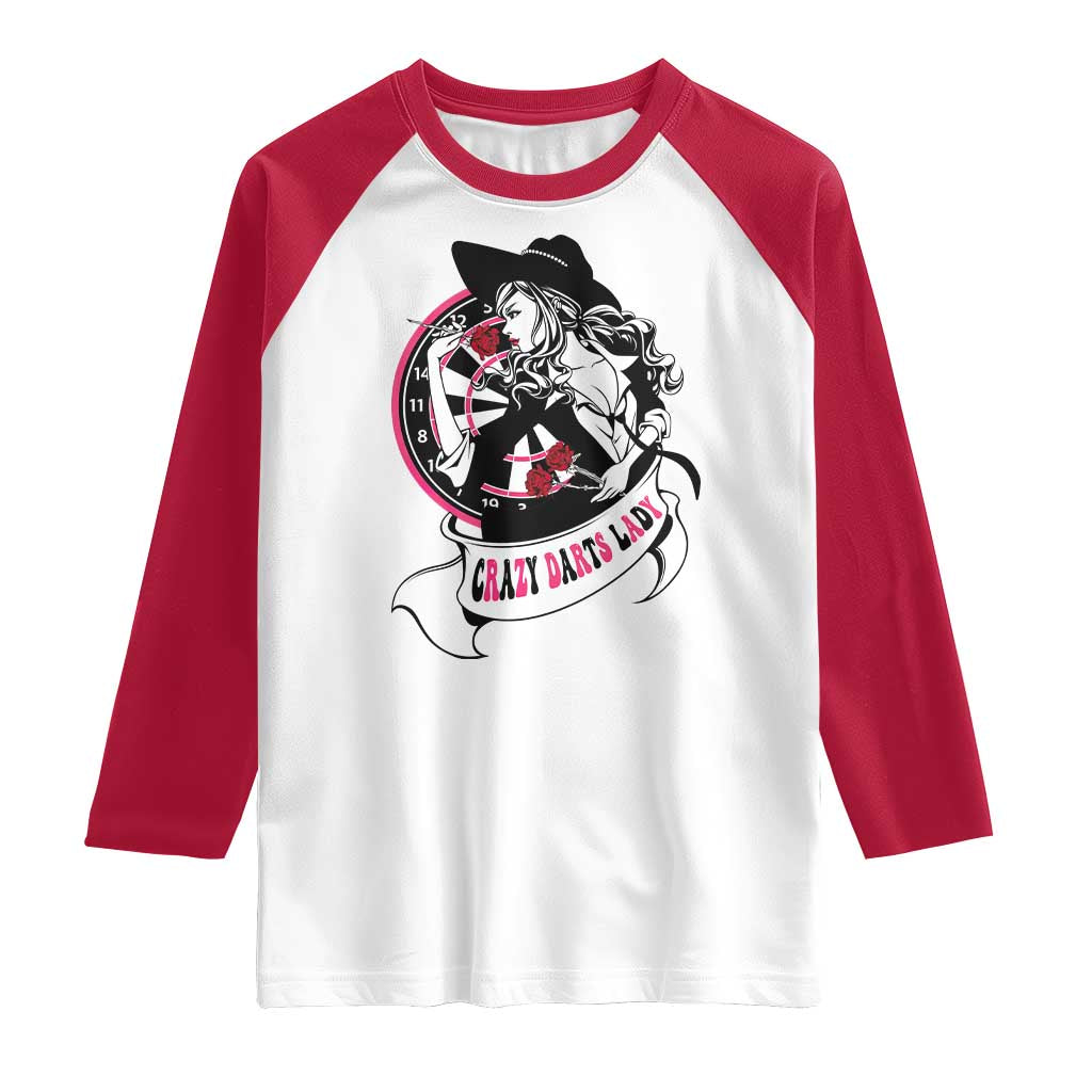 Funny Crazy Darts Lady Raglan Shirt Coolest Girls Play Darts - Wonder Print Shop