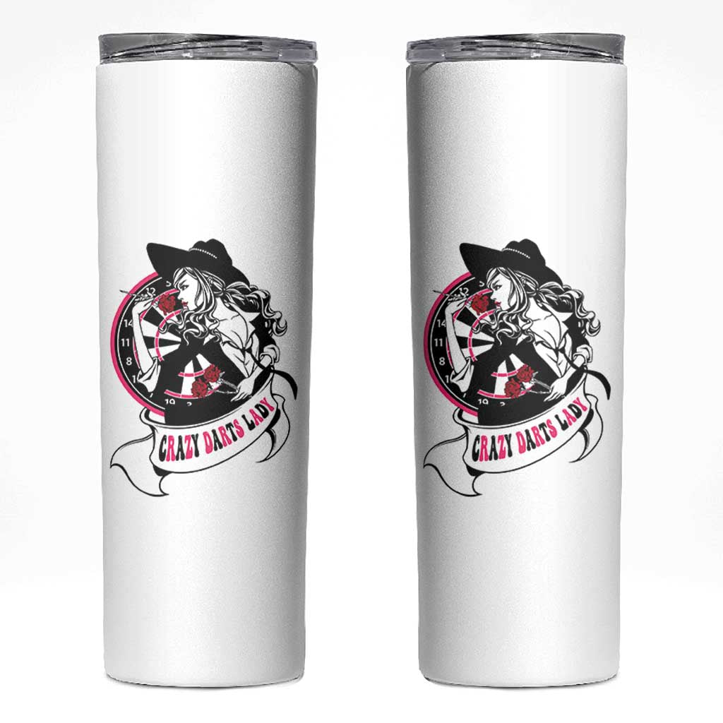 Funny Crazy Darts Lady Skinny Tumbler Coolest Girls Play Darts - Wonder Print Shop