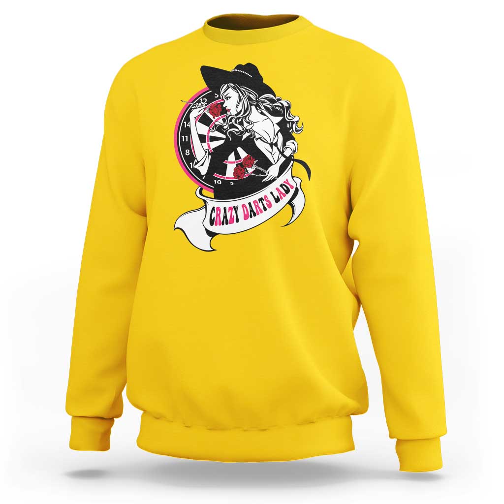 Funny Crazy Darts Lady Sweatshirt Coolest Girls Play Darts - Wonder Print Shop