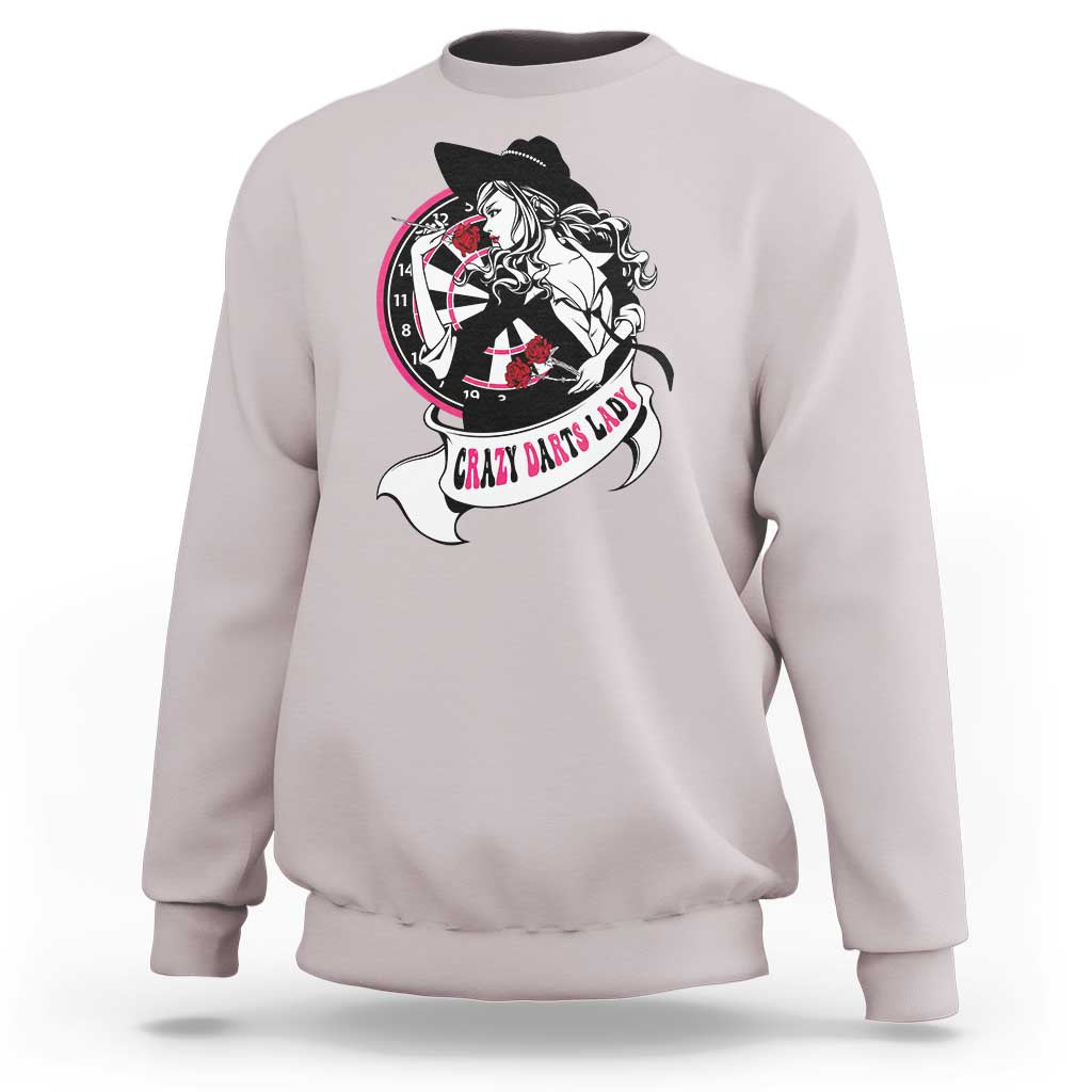 Funny Crazy Darts Lady Sweatshirt Coolest Girls Play Darts - Wonder Print Shop