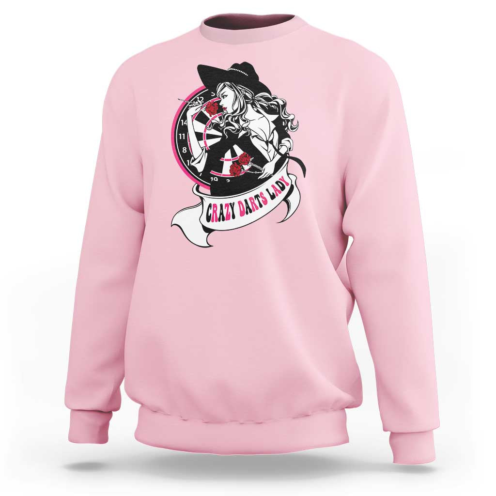Funny Crazy Darts Lady Sweatshirt Coolest Girls Play Darts - Wonder Print Shop