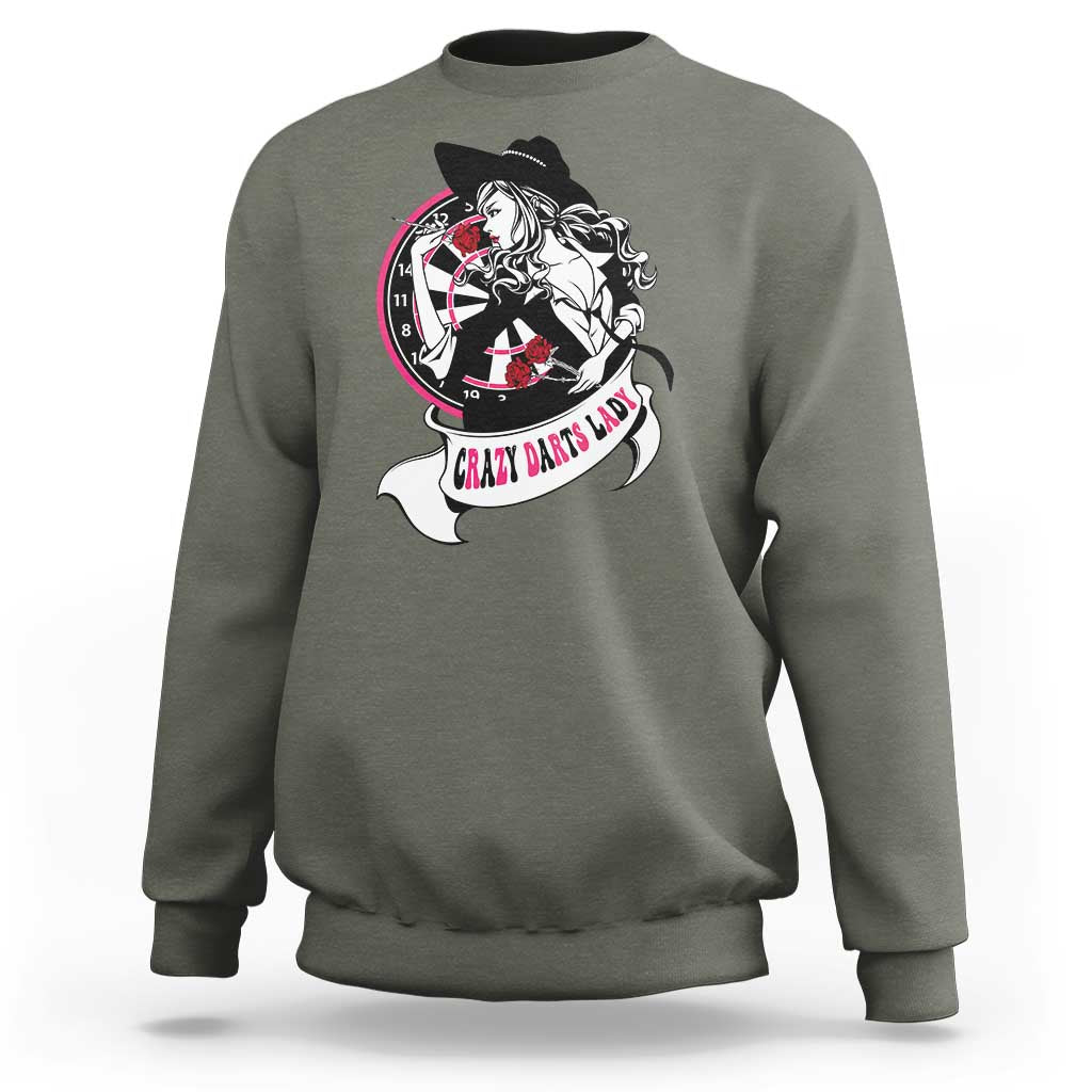 Funny Crazy Darts Lady Sweatshirt Coolest Girls Play Darts - Wonder Print Shop