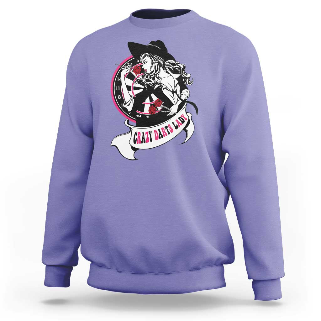 Funny Crazy Darts Lady Sweatshirt Coolest Girls Play Darts - Wonder Print Shop