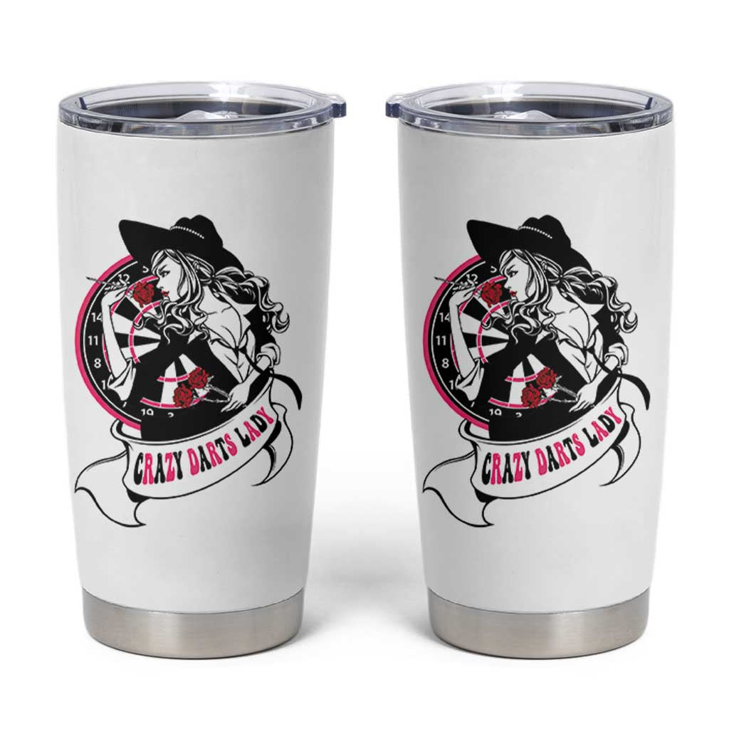 Funny Crazy Darts Lady Tumbler Cup Coolest Girls Play Darts - Wonder Print Shop