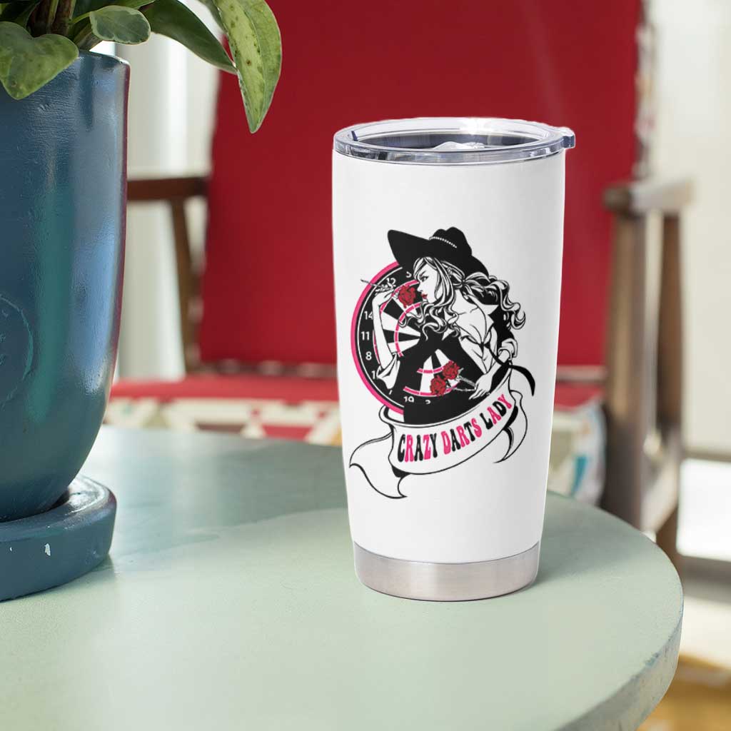 Funny Crazy Darts Lady Tumbler Cup Coolest Girls Play Darts - Wonder Print Shop
