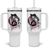 Funny Crazy Darts Lady Tumbler With Handle Coolest Girls Play Darts - Wonder Print Shop
