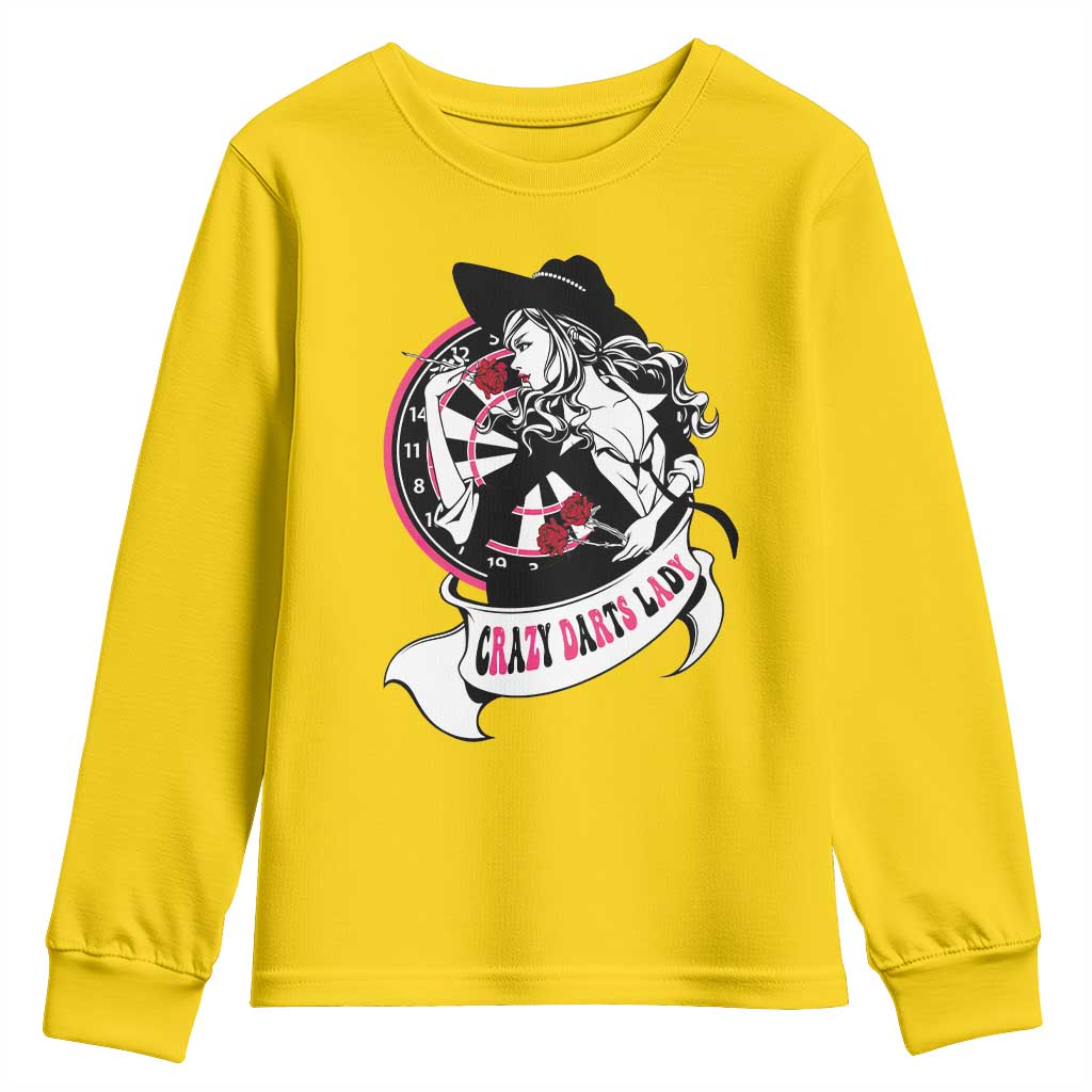 Funny Crazy Darts Lady Youth Sweatshirt Coolest Girls Play Darts - Wonder Print Shop