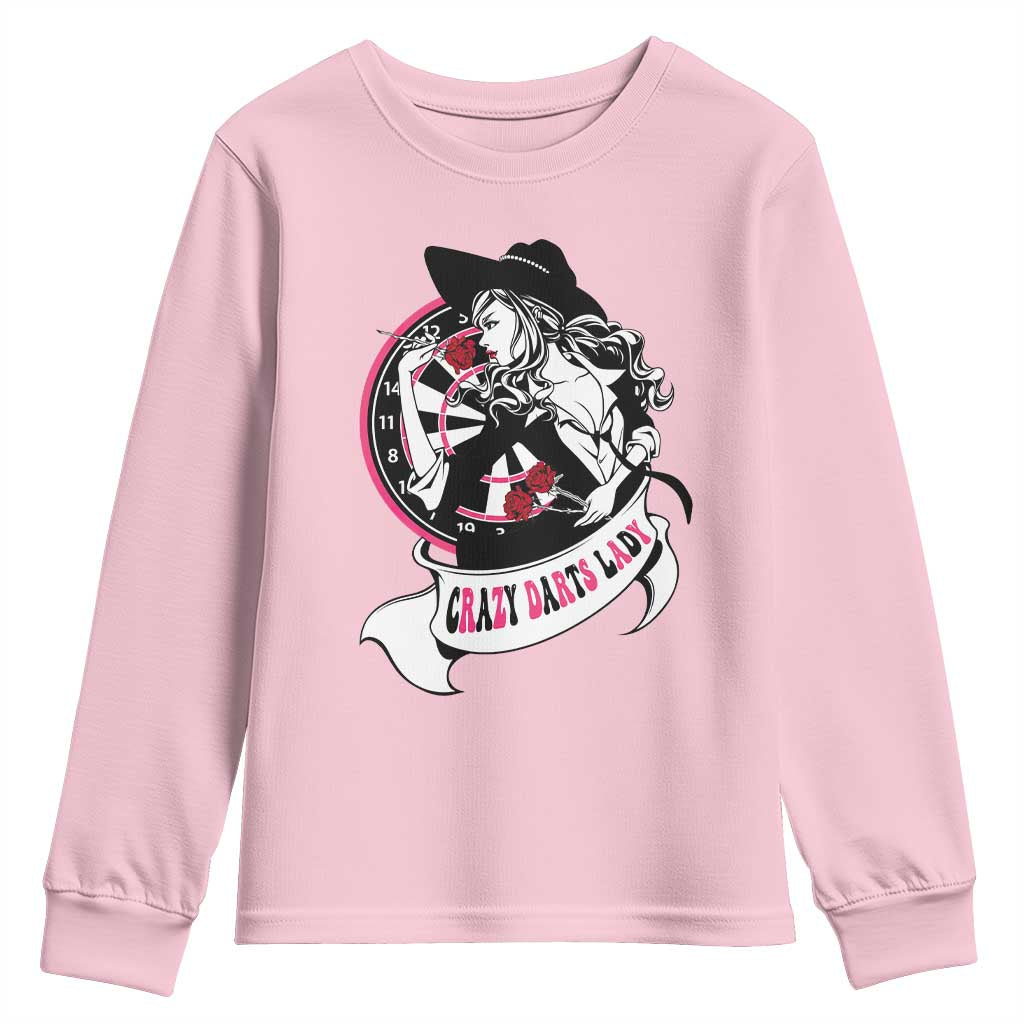 Funny Crazy Darts Lady Youth Sweatshirt Coolest Girls Play Darts - Wonder Print Shop